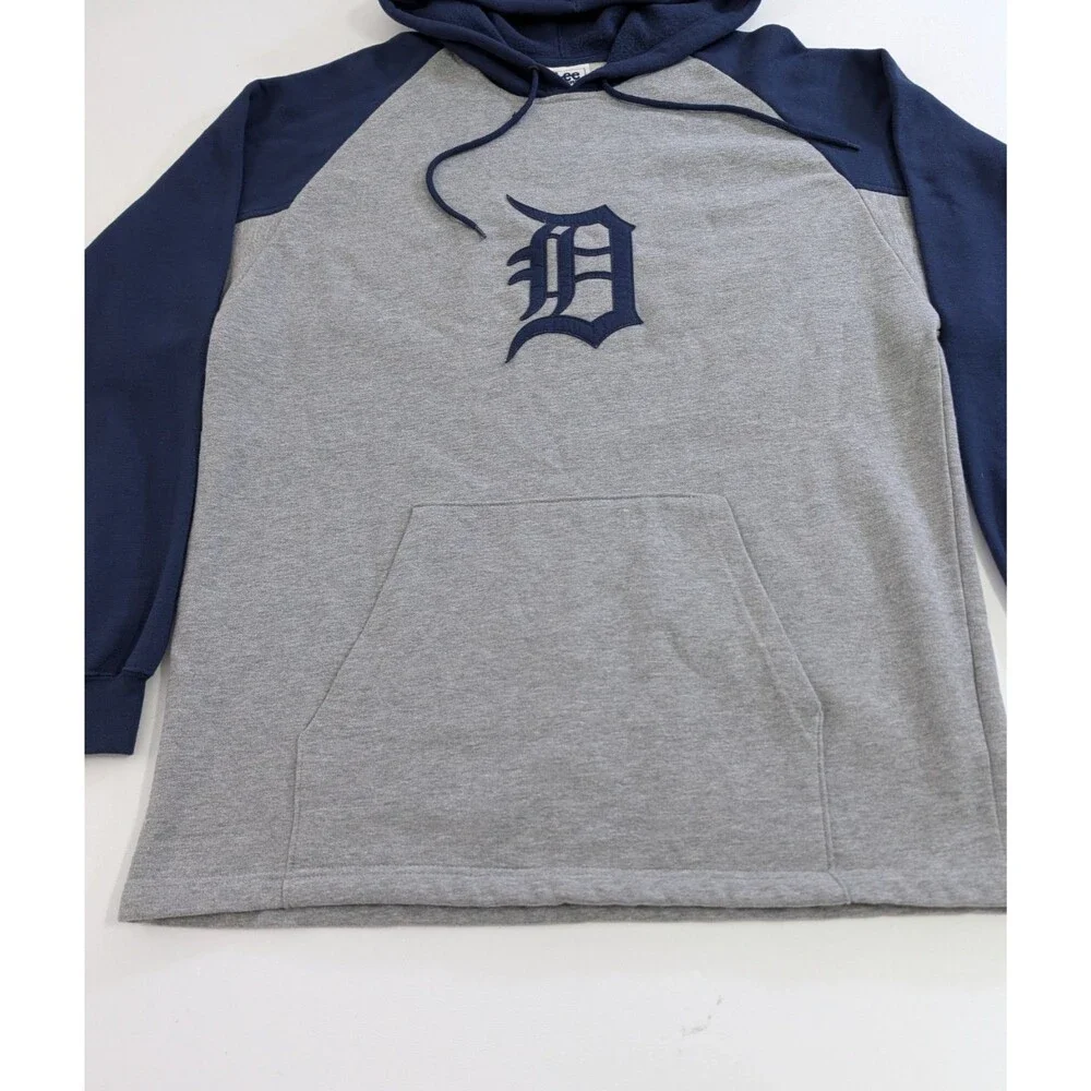 Vintage Detroit Tigers Embroidered Hoodie L Baseball Y2K 07 Lee Sport Sweatshirt